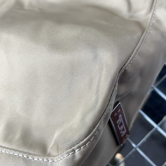 Tumi Voyager Khaki Nylon Brown Leather Trim Crossbody Bag - Picture 10 of 11